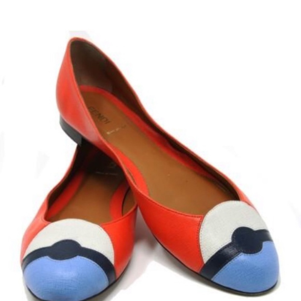 Fendi colorblock grained calfskin ballet flat